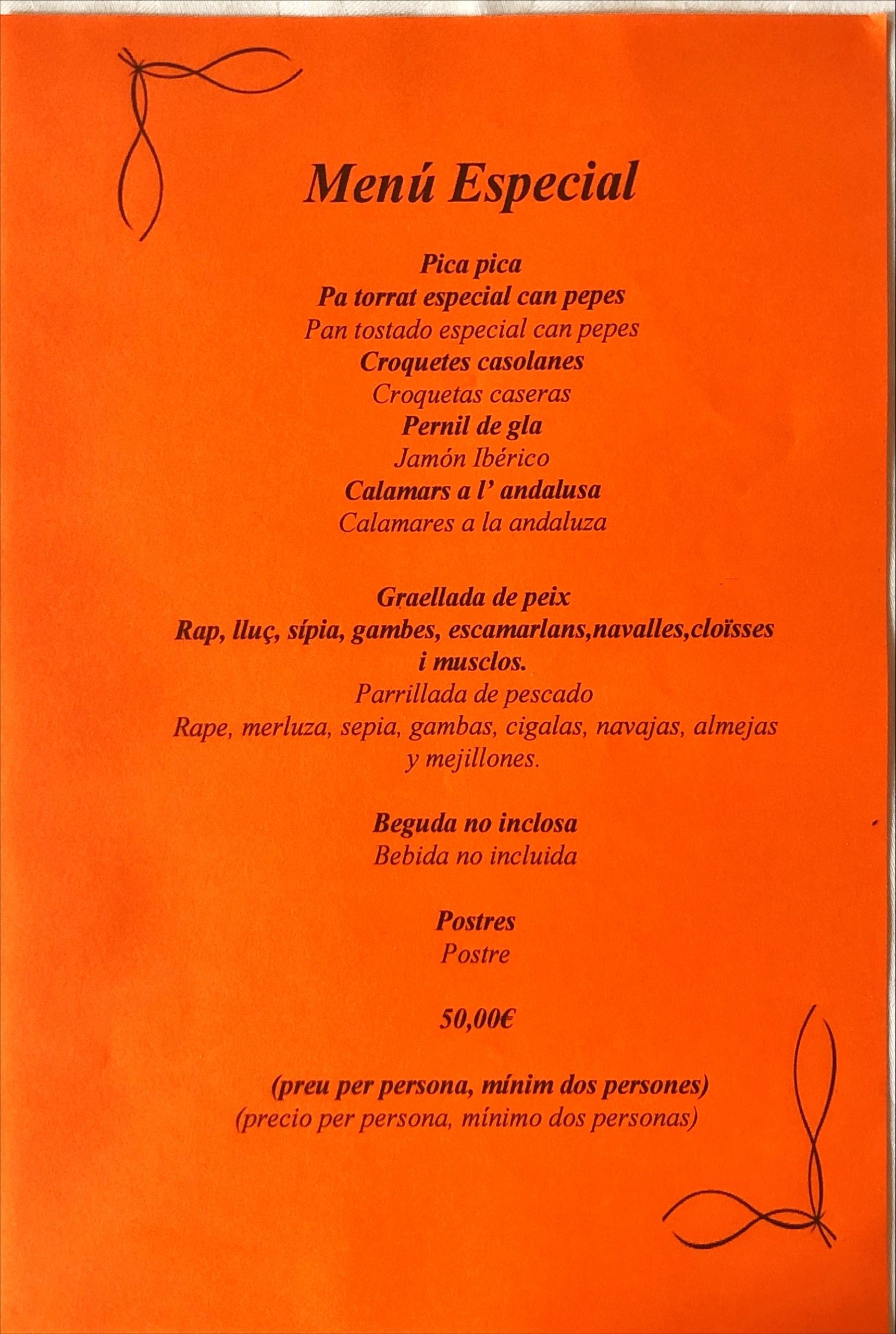 Menú especial