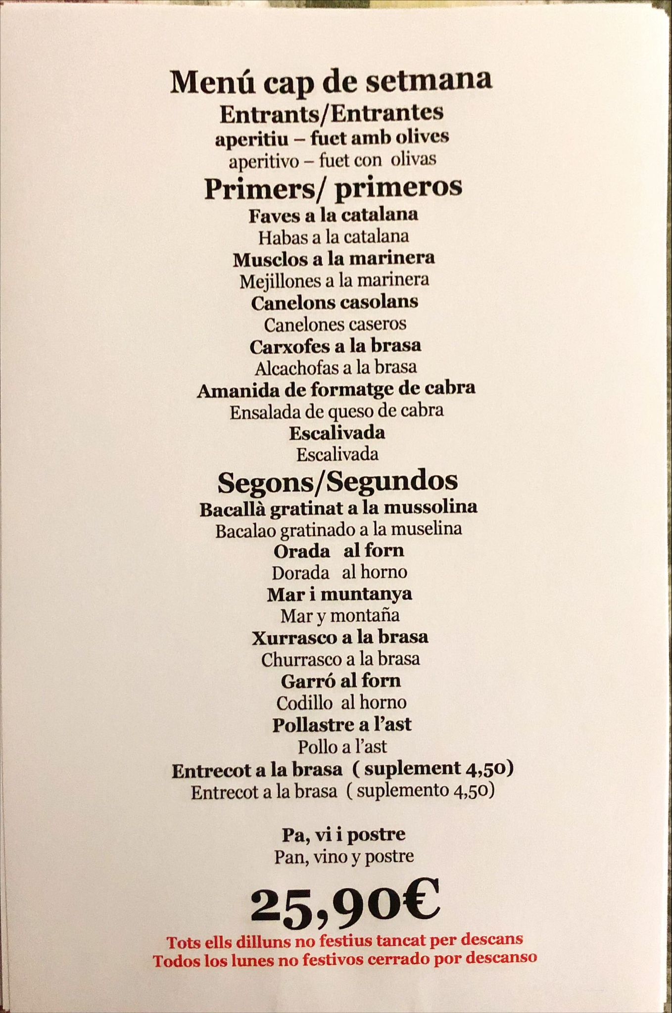 Menú cap de setmana