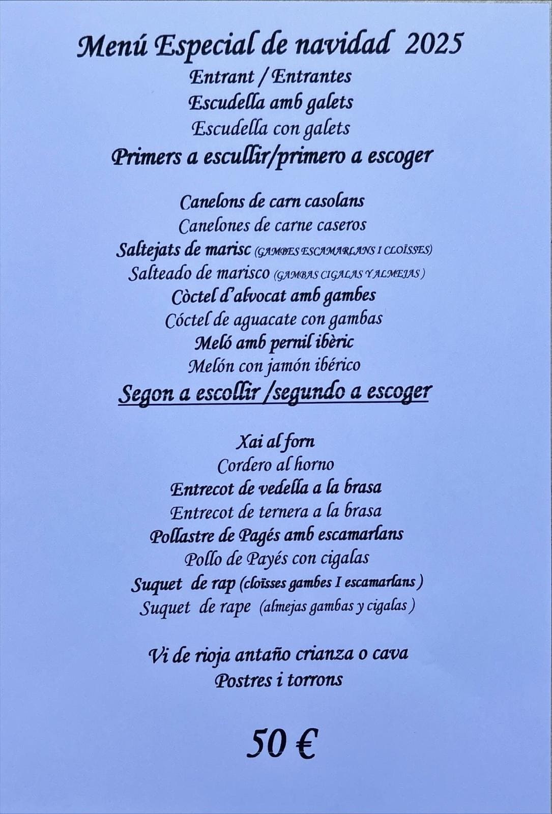 Menú Especial
